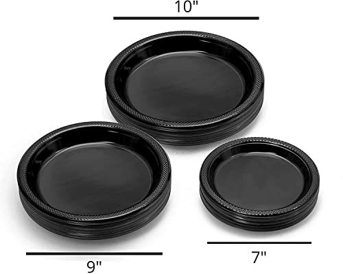 9" Black Plastic Plates (50) #TOP3