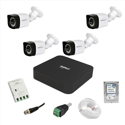 Image of IMPACT BY HONEYWELL 2 MP Wired CCTV KIT with 4 Channel DVR I 4 Bullet Cameras I 1 TB Hard Disk & Accessories I Made in India I White (I-MKIT4CH-3 K)