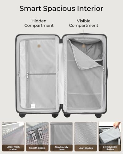 CENSEN Trunk Luggage, 28 Inch Checked Luggage with Spinner Wheels, Lightweight PC Hard Shell Large Suitcase with TSA Lock, Removable Dividers の商品画像 2