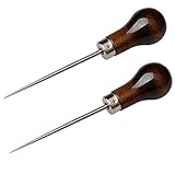 EUBags Awl Tool, 2 PCS Gourd Shape Wooden Handle Scratch Awl For Leather Hole Punch Awl Maker Tool