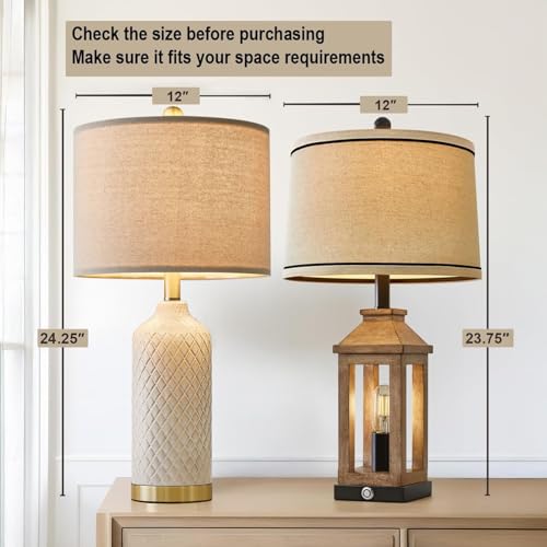 Gold Ceramic Table Lamps Set – Boho & Farmhouse Home Decor - Image 2