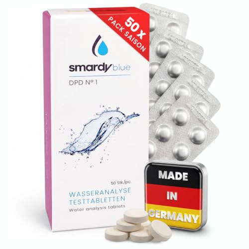 smardy 50 Pastilles DPD1 pour Photomètre – comprimés de test chlore libre pour testeurs électroniques PoolLab, SCUBA II, BAYROL – piscine, spa & eau potable – Made in Germany