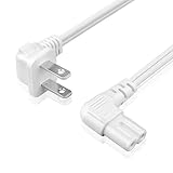 TNP 2 Prong Power Cord NEMA 1-15P to IEC320 C7 Right Angle Power Cable Replacement for PS5 & PS4, Power Cord for Xbox Series S/X, Xbox One S/X, Printers, LG, Samsung, TCL, Apple TV, 10 ft, White