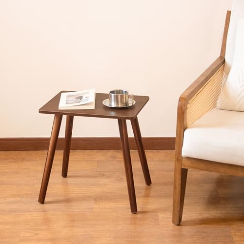 Small Side Table, Mid Century Modern End Tables Living Room, Wood Accent Bed Side Table with Solid Wood for Bedroom, Office, Small Spaces, Walnut Brown — view 7