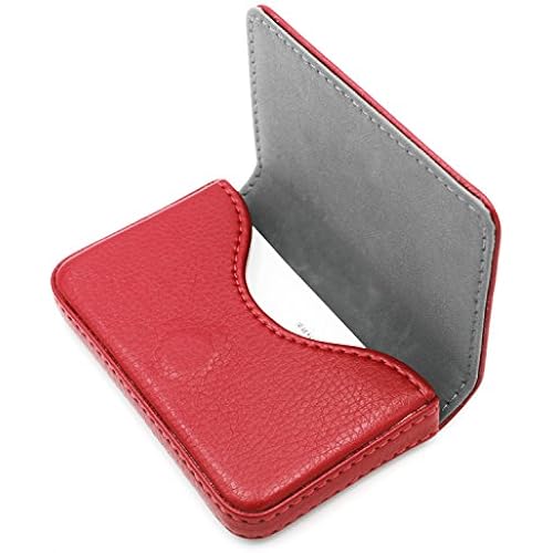RFID Blocking Wallet - Minimalist Leather Business Credit Card Holder with Magnetic - Red
