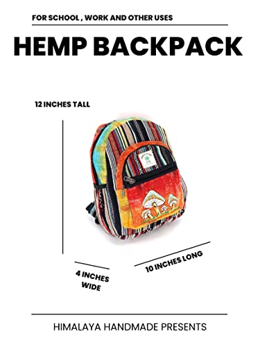 Himalaya Handmade Unique Design Himalaya Hemp Backpack Small Backpack Hippie Backpack Festival Backpack Hiking & Tablet Backpack Fair Trade Handmade With Love, Rainbow, Hbbh-0150 #TOP3