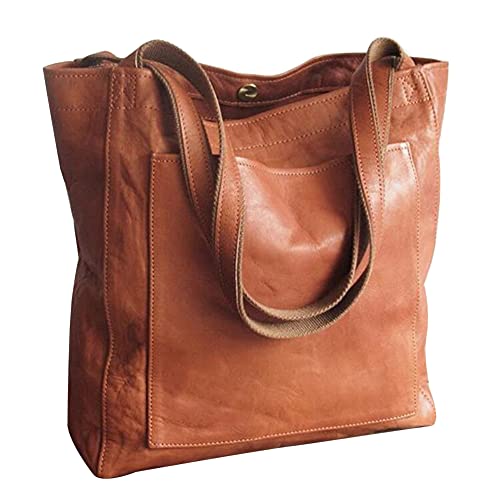 liuduo Bolso de hombro para mujer, bolso bandolera de piel sintética suave para mujer, bolso grande casual para las axilas Bolsos para el trabajo y viajes (marrón)
