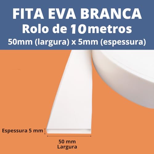 Ripado de EVA Branco Autocolante 5mm x 50 mm x 10 metros