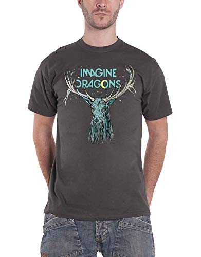 Image of Imagine Dragons T Shirt Elk in Stars Band Logo Official Mens Charcoal Grey L
