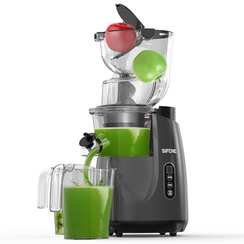 Image of SIFENE Cold Press Juicer, Slow Masticating Juicer Machine with 54 RPM Professional Low Speed, 2-Speed Juice Extractor with Reverse for Celery, Ginger, Apples & Carrots, 800ml High Yield, Gray