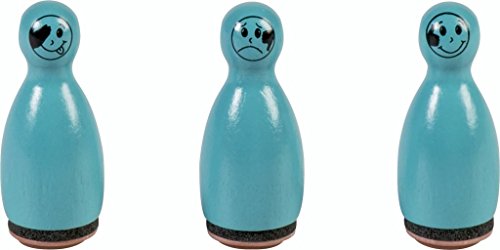 6 x Heyda Mini Stempel Gesichter 1,2cm VE=3 Stück türkis