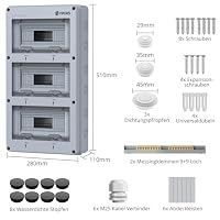 EYPINS Verteilerkasten Aufputz 3-Reihig 36 Module, Sicherungskasten IP65 Feuchtraum Aufputzverteiler, Unterverteilung Aufputz mit umlaufender Dichtung für Garten oder Außenbereichen – Ansicht 2
