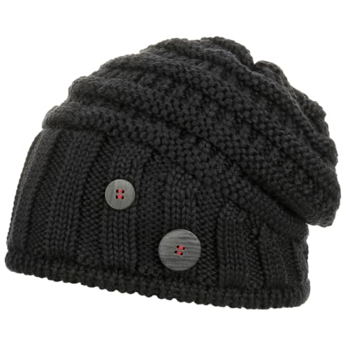 Eisbär Cullen Oversize Beanie Strickmütze Mütze Oversize-Mütze Skimütze Wintermütze Wollmütze Damen/Herren - Made in Italy Long mit Futter, Futter Winter Herbst-Winter - One Size schwarz