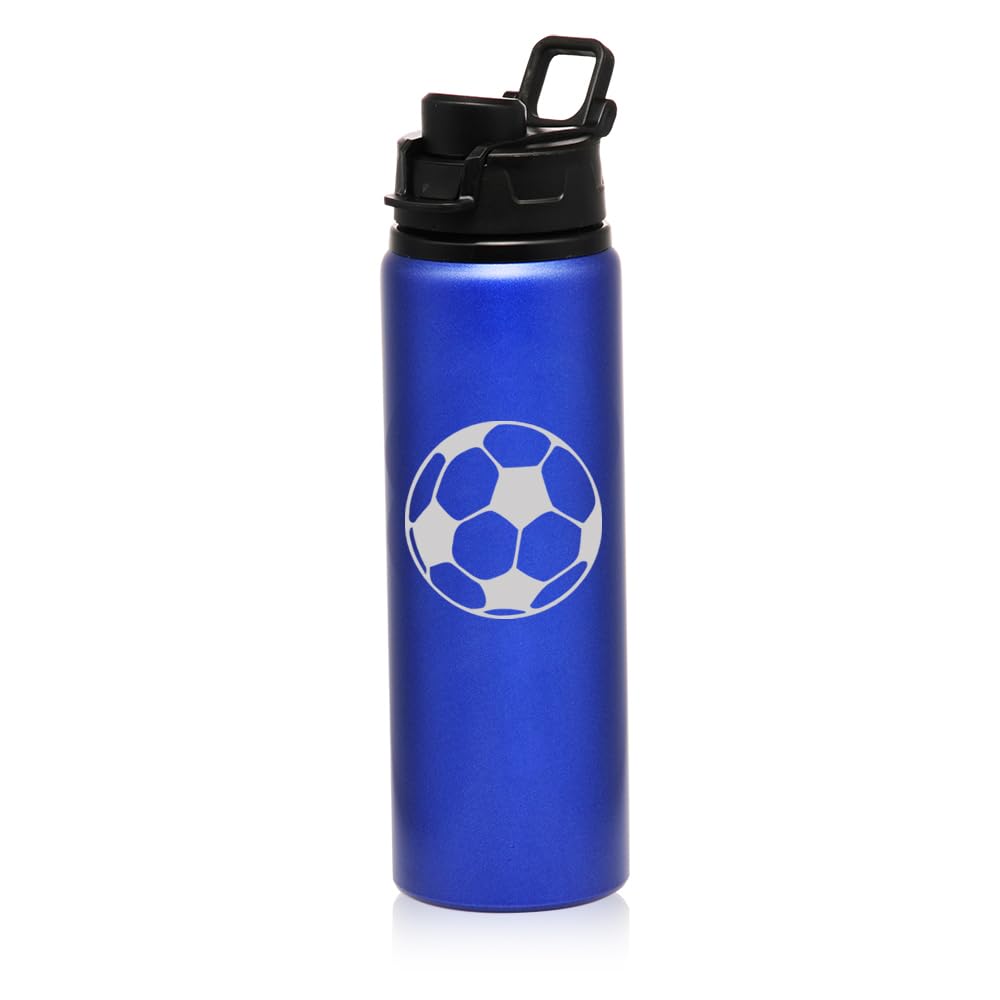 25 oz Water Bottle Sports Travel Mug Gift Soccer Ball (Blue)