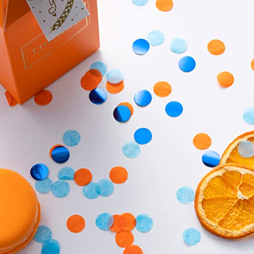 Tissue Paper Confetti Circle Dots For Table Decoration Wedding Toss Birthday Casino Graduation Party, 1Cm In Diameter (Royal Blue,Orange,60 Grams) #TOP2