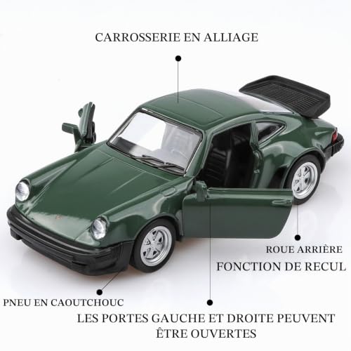 TOKAXI Modèles de voitures Porsche 911 Trubo 1978 à l'échelle 1/36 - Véhicules à tirer vers l'arrière - Voiture jouet Porsche 911 - Cadeaux pour garçons et filles – vue 3