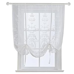 HomeyHo Transparenter Ballon-Vorhang mit Blumenstickerei 117x160 cm