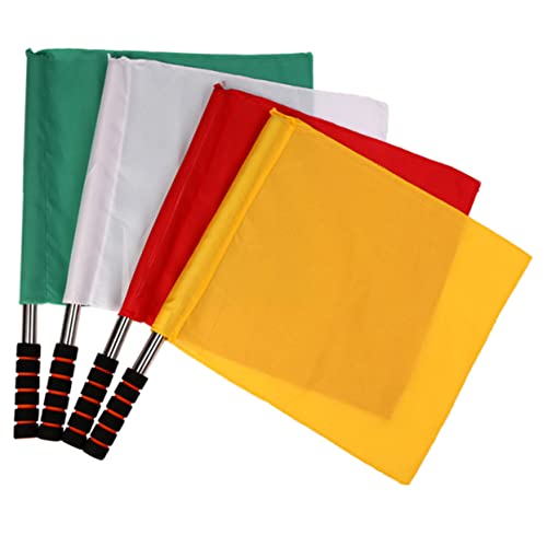balacoo Referee Kit 4pcs Referee Flags Comfortable Grip Handle Football Match Signal Flags