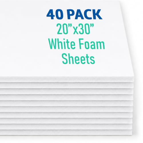 Flipside Products White Foam Board 20” x 30” - Premium Double-Sided with White Foam Core, 3/16" Thick - Photography Mounting, Art Projects, Presentations, Display & Signage – Pack of 40 by Flipside Products - Used condition - US$121.96