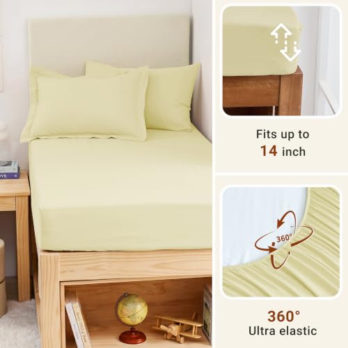 MUXHOMO 5 Pieces Twin XL Comforter Set, Soft Bed in a Bag Twin XL Size, All Season Bedding Set with Comforter, Flat Sheet, Fitted Sheet, Pillowcases & Shams, Cream Yellow by MUXHOMO - Used condition - Image 6