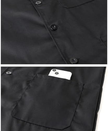 Mens Long Jacket Laboratory Coat Workwear Overcoat Adult LabCoat, Black, L - 3