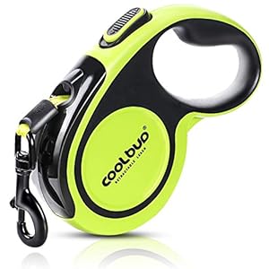 G.C Intrekbare hondenriem, uitschuifbaar, lang, zwaar belastbaar, sterke hondenriem voor grote honden tot 100 lbs, 15 voet, sterke reflecterende nylon tape, 360 graden wirwar vrij, met één hand, pauze, slot