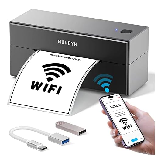 MUNBYN Wi-Fi Thermal Label Printer, Wireless High Speed 4x6 Shipping Label Printer for Small Business & Package, Multi-Task Printing Printer Widely Used for Etsy, Ebay, Amazon, Shopify, USPS and More