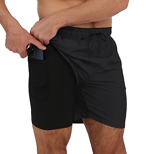 Herren Badehose 2-in-1 – Schnelltrocknend, Mit Kompressions-Innenhose, Elastisch & Bequem
