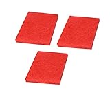 uxcell 3pcs Scouring Pad Non-Scratch Scouring Sponge Scrub Pads 6'x4' For Scouring Kitchen, Dishwashing, Red