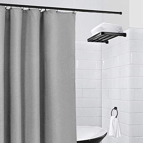 Bamyko Shower Curtain Rings Hooks, 12 Pack Stainlees Steel Rust-Resistant Shower Curtain Hooks for Bathroom Shower Rods Curtains, Black