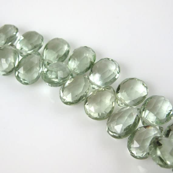 Perle améthyste verte authentique en poire briolette 14mm pour création de bijoux DIY - 2