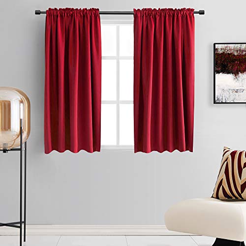 Image of DONREN Red Blackout Curtains Thermal Insulated Room Darkening Rod Pocket Curtains for Dining Room (42 by 54 Inch,2 Panels)