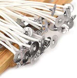 30Pcs 4 inch White Candle Wicks, Natural Cotton Low Smoke Candle Wicks Pre Waxed Candle Wicks for Soy Beeswax Candle Making