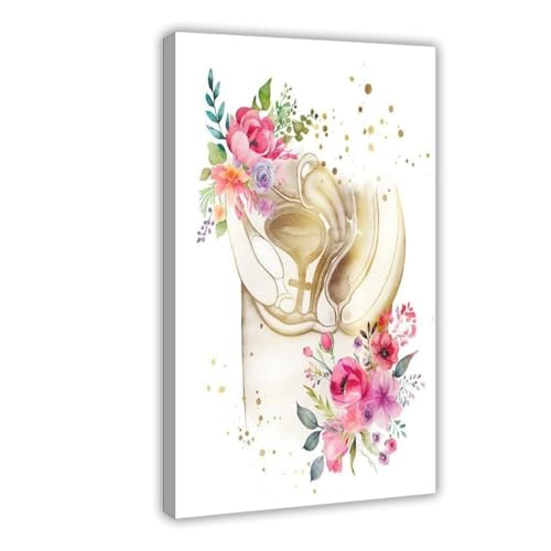 Diagramme anatomique femme enceinte sur toile format 40,6x61 cm