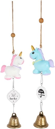 Miniatura 8 de SEWOART 2 piezas de campanilla de viento de unicornio colgante Good Fortune Windchime decorativo móvil conmemorativo campanillas de viento
