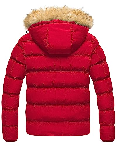 Pursky Men's Puffer Jacket Waterproof Winter Bubble Coats Ski Parka Fur Hooded2