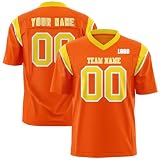 Personalisiertes American Football Trikot, gedrucktes Team-Logo, Namensnummer, Sport-T-Shirt, personalisierte Trikots für Erwachsene, Jugendliche, Vorschule, gelb, S