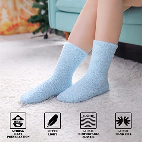 Fnovco Womens Fuzzy Socks Cozy Soft Fleece Fluffy Warm Slipper Socks Winter Plush Crew Socks For Women 6 Or 5 Pairs (5 Pairs Candy Color) #TOP4