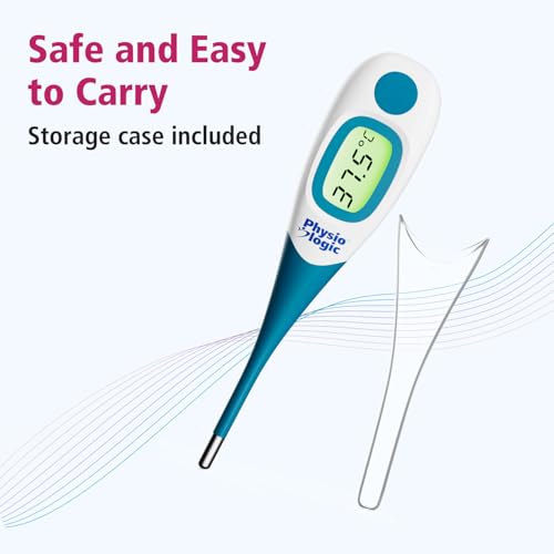 Physio Logic AccuFlexPro+ Digital Thermometer, Fast 5-Second Reading | Backlit Display, Antimicrobial Plastic, Waterproof, Flexible Tip, Memory Recall
