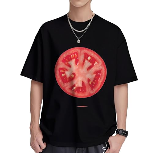 T-shirt tomate homme en coton frais et respirant col rond coupe droite S-XL
