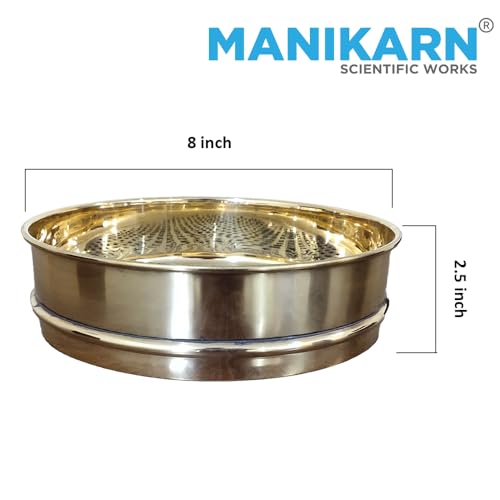 MANIKARN Test Sieve 8 inch (Diameter 200 millimeters) 300 Micron Stainless Steel Mesh with Brass Frame (ASTM No. 50) Gold