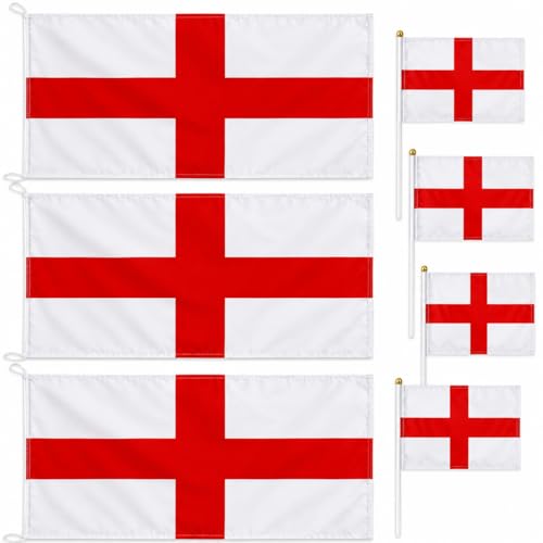 Banderas de San Jorge Inglaterra y banderas de mano para animar el fútbol