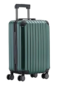 Münicase M816 TSA-Schloss, Teleskopgriff, Reisekoffer mit 4 Rollen, Hartschale, Kabinentrolley 55cm, Dunkelgreen