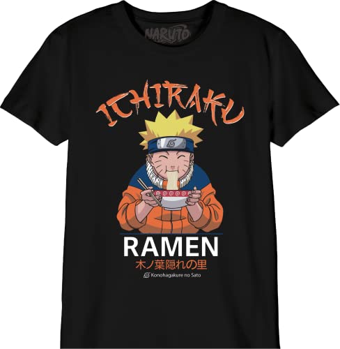 Naruto Bonarutts021 Camiseta, Negro, 10 Años para Niños
