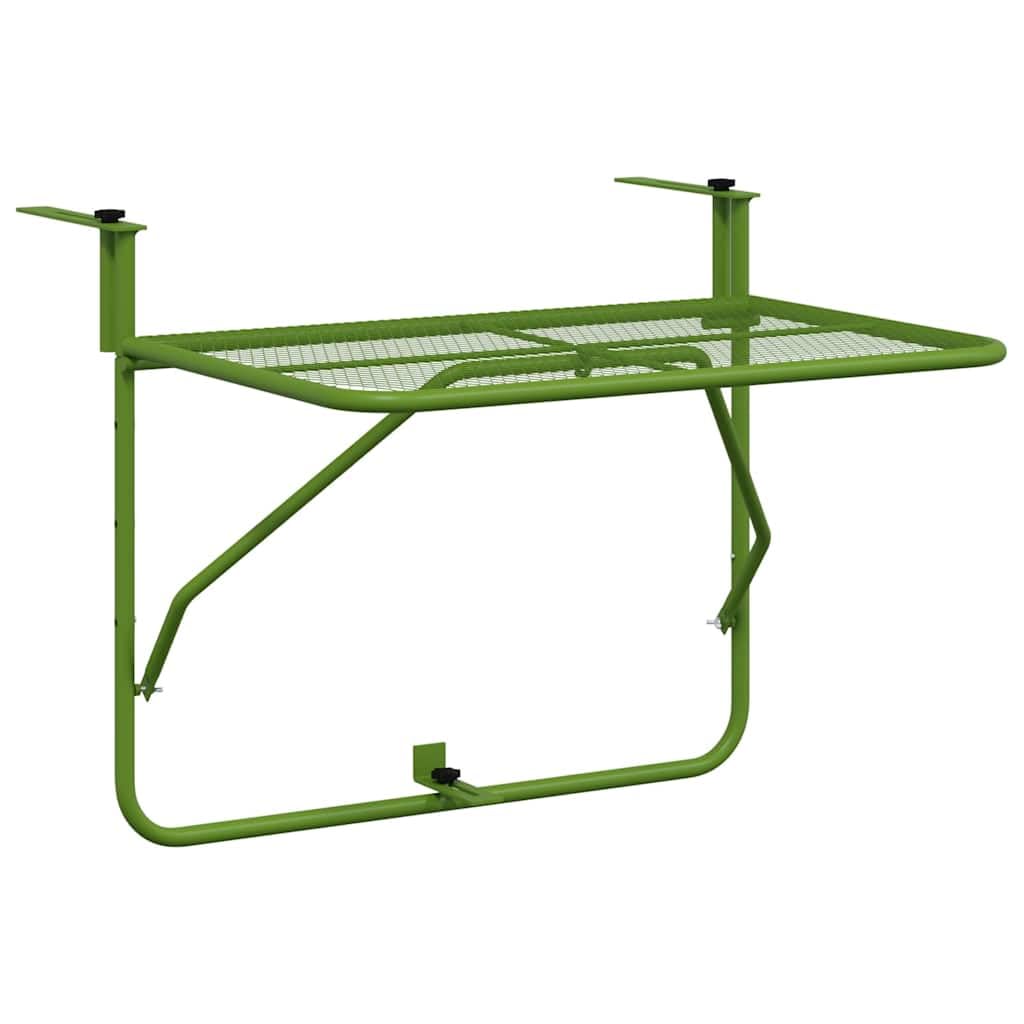 Tavolo da balcone verde, 60 x 40 cm, in acciaio, pieghevole | Salvaspazio, resistente alle intemperie, design a rete, per terrazza, veranda, ringhiera