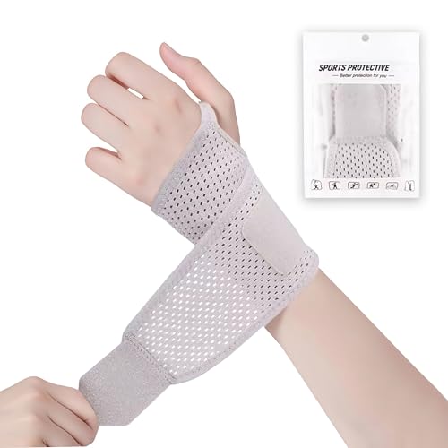 Flynow 手首 サポーター 【理学療法士が企画x1000+3D通気メッシュ】腱鞘 関節 固定 サポート 薄手 軽量 速乾 スポーツ全般 トレーニング 仕事 家事 育児 作業 ゴルフ テニス フリーサイズ 四季兼用 男女兼用 左右兼用 グレー 1枚