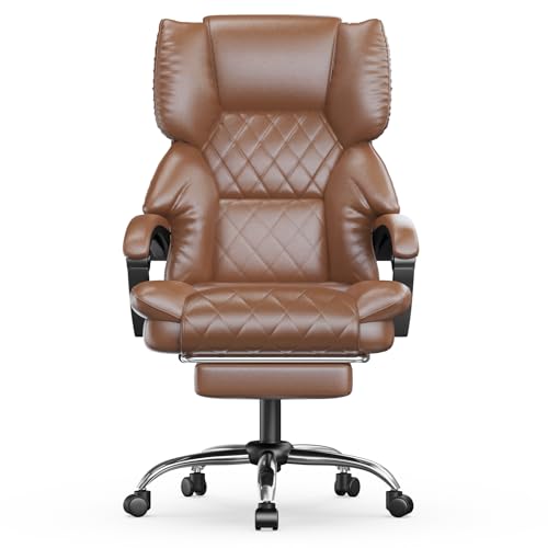 naspaluro Silla de Oficina Ejecutiva con Reposapiés, Respaldo Alto, Marrón