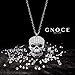 GNOCE Skull Pendant Necklace 925 Sterling Silver Y- Necklace With Stones Gift for Mens Women