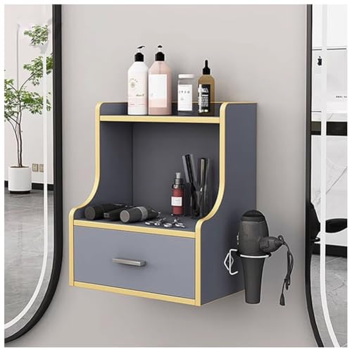 Estación de peinado de pared con cajón y soportes para secador de pelo, mesa de peluquería para equipos de salón de belleza