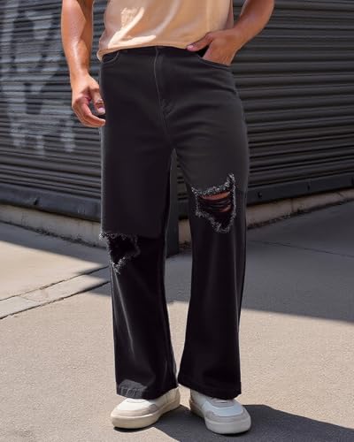 Image of Bewakoof Men Mid Rise Denim Solid Straight Fit Jeans|Straight Fit Jeans - Regular Fit | Classic Denim Pants | Everyday Casual